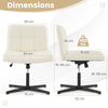 PU Leather Upholstered Armless Cross Legged Office Desk Chair No Wheels-Beige