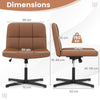 PU Leather Upholstered Armless Cross Legged Office Desk Chair No Wheels-Brown
