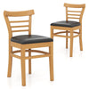Modern Dining Chair Set of 2 with Rubber Wood Legs and Padded Seat-Brown