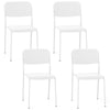 Modern Dining Chairs Set of 4 with Tilted Backrest and Sturdy Metal Legs-White