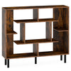 Modern Geometric Bookcase with Anti-tipping Devices-Rustic Brown
