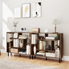 Modern Geometric Bookcase with Anti-tipping Devices-Rustic Brown
