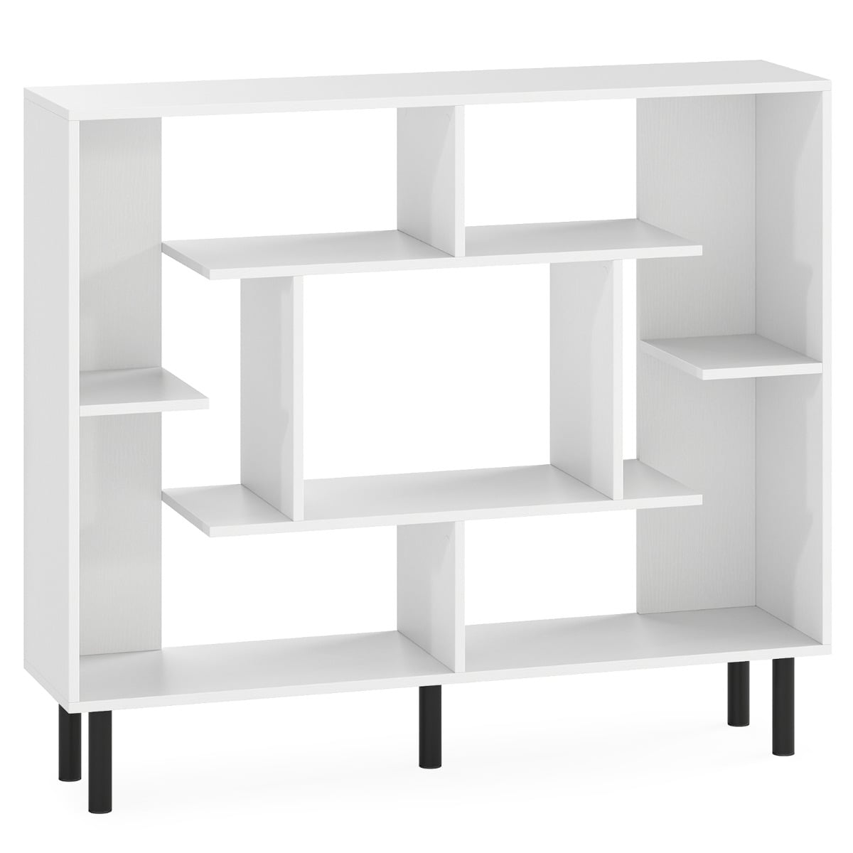 Modern Geometric Bookcase with Anti-tipping Devices-White