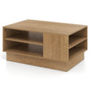 Modern Rectangle Coffee Table with 2-Tier Open Storage Shelves-Natural