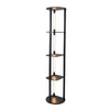 Modern Shelf Floor Lamp Wood Freestanding Display Rack with 4 Rotatable LED Strips