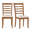 Modern Upholstered Kitchen Chair Set of 2 with Rubber Wood Legs-Beige