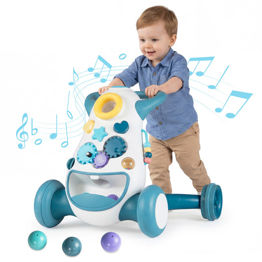 Montessori Baby Walker Toddler Educational Push Toy with musical notes and three colourful balls