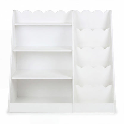 Montessori Kids Bookshelf with scalloped shelves in white
