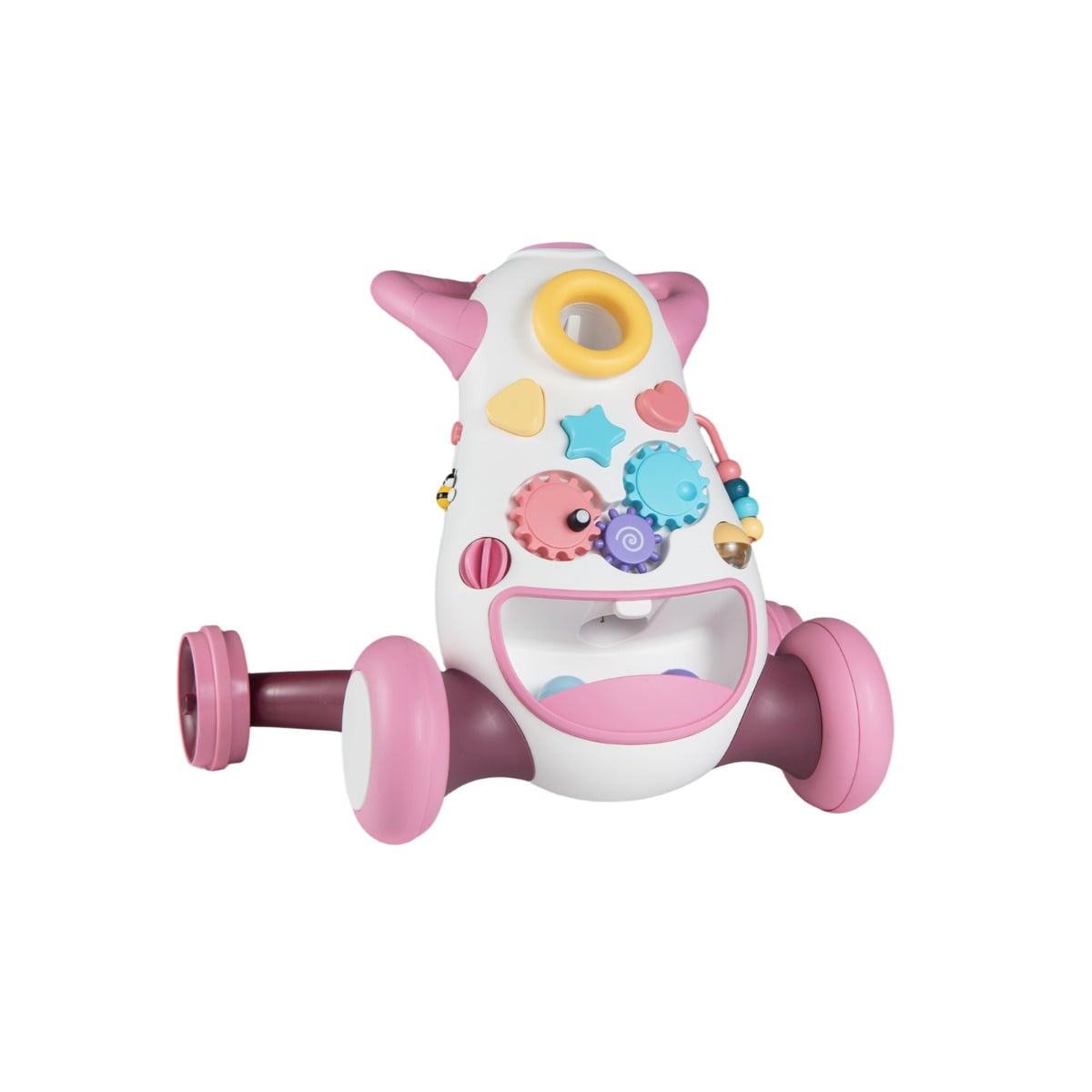 Montessori Baby Walker Toddler Educational Push Toy with Music and Light-Pink