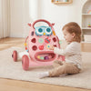 Montessori Baby Walker Toddler Educational Push Toy with Removable Oval Player and Shape Sorter-Pink