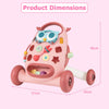 Montessori Baby Walker Toddler Educational Push Toy with Removable Oval Player and Shape Sorter-Pink