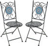 Mosaic Chairs for Patio Set of 2 Metal Folding Chairs with Decorative Backrest