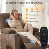 HOMCOM Electric Massage Recliner Armchair with Vibration, Heat, Whisper-Quiet Motor, Memory Function, Fleece Power Reclining Chair with Spring Pack, USB Port, Footrest, Side Pocket, Cup Holders, Brown