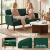 HOMCOM Velvet Feel Fabric 2 Seater Sofa, Small Sofa Loveseat with 21cm Thick Padding and Wood Legs, Dark Green