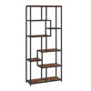 HOMCOM Seven-Tier Geometric Bookcase - Brown/Black