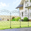 Outsunny Steel Decorative Swirls Outdoor Picket Fence Panels Set of 4, Black