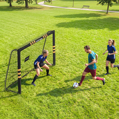 SPORTNOW Football Goal, 8 x 5ft Portable Football Net with EPE Foam Padding, PVC Tube Covers Ground Stakes and Metal Frame
