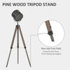 HOMCOM Floor Lamp with Adjustable Tripod for Living Room Bedroom, Vintage Spotlight Reading Lamp with Wood Legs, 115-155cm, Grey