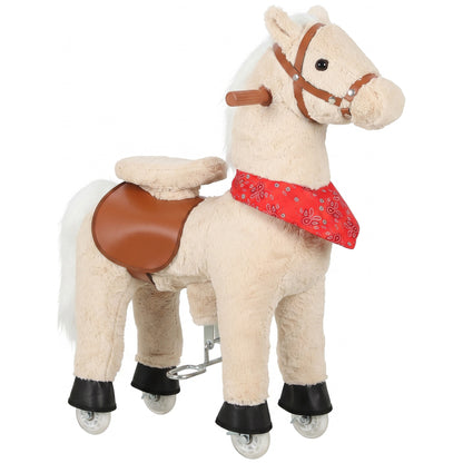 Ride on Horse Pedal Ride On Walking Horse Toy Rotatable Head Neighing Sound in Light Brown