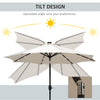 Outsunny 2.7m Patio Garden Umbrella Outdoor Parasol with Tilt Crank and 24 LEDs Lights (Cream)