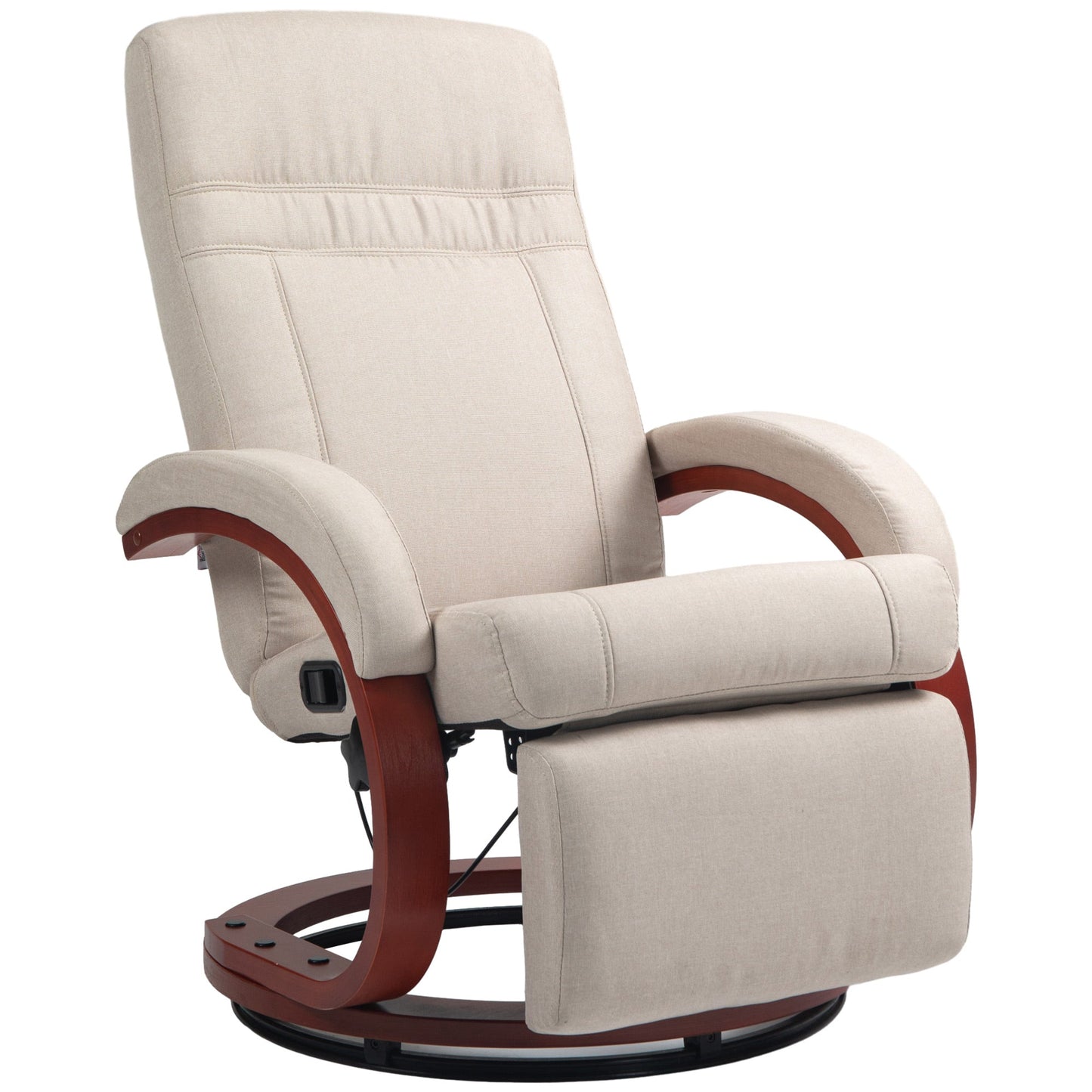 HOMCOM 135 degrees Manual Reclining Swivel Chair, with Footrest - Beige