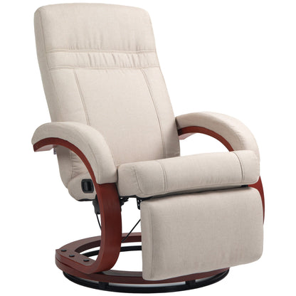 HOMCOM 135 degrees Manual Reclining Swivel Chair, with Footrest - Beige