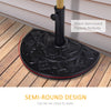 Outsunny 9kg Resin Parasol Base, Half Round Umbrella Stand with Floral Design for Garden, Outdoor, Suitable Umbrella Rod: Î¦3.8cm, Î¦4.8cm, Black