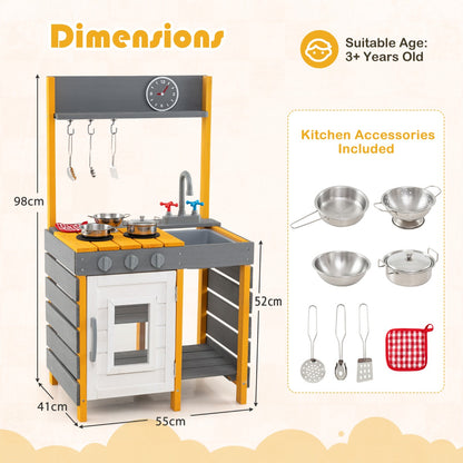 Dimensions diagram for the grey mud kitchen for kids