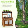 Mud Kitchen Fir Wood Play Kitchen with Planting Pots and Removable Sink-Brown