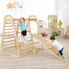 Multi-functional Kid's Climbing Toy with Slide and Climbing Net-Natural