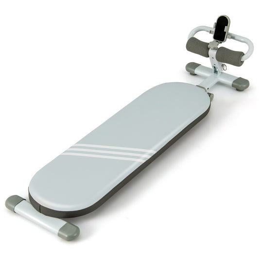 Multifunctional Sit Up Bench in blue with a padded surface and a foot support frame