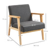 HOMCOM Set of 2 Accent Armchair, Living Room Chair, Wooden Upholstered Single Lounge Chair with Rubber Wood Legs and Padded Seat, Leisure Sofa Chair for Bedroom Office, Dark Grey