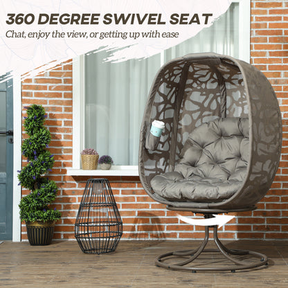 Outsunny Swivel Egg Chair with Cushions in Sand Brown