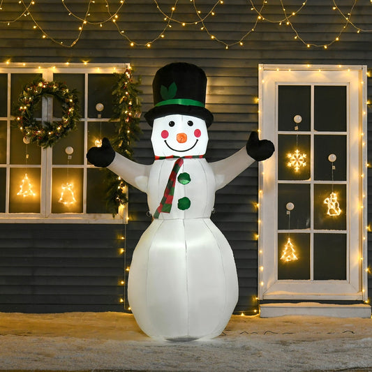 HOMCOM 6.5ft Inflatable Snowman LED Christmas Xmas Air Blown Holiday Decoration in White