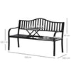 Outsunny Metal Outdoor Bench with Liftable Middle Table, Patio Loveseat, Garden Bench for Garden, Porch, Seats 2â3 People, Black