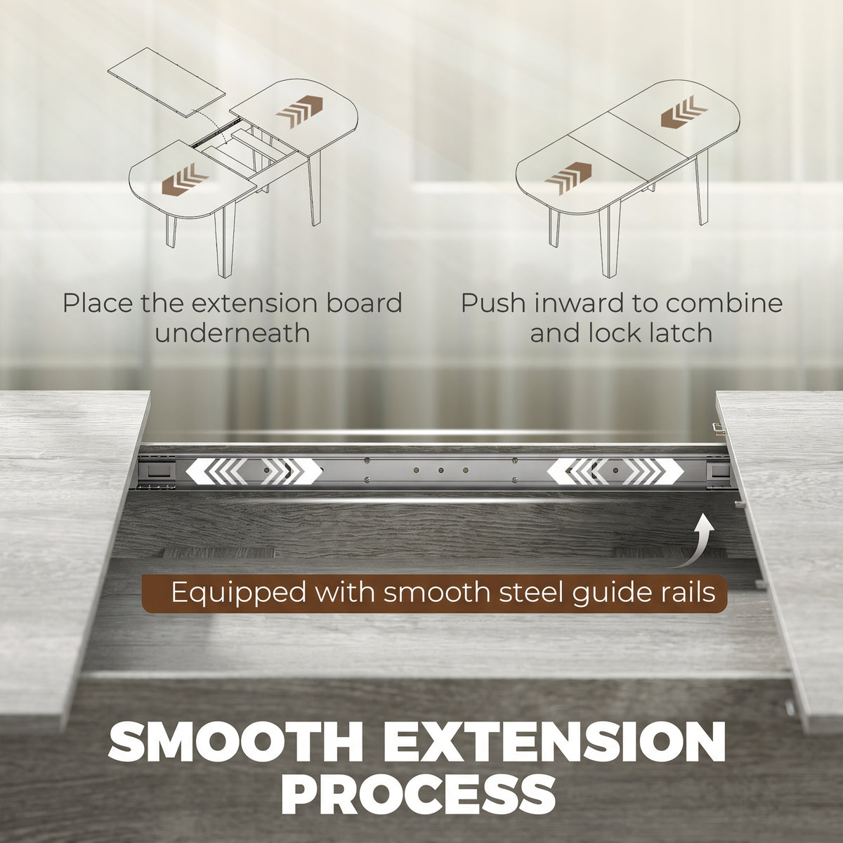 HOMCOM Extendable Oval Dining Table for 4-6 in Grey Wood Effect