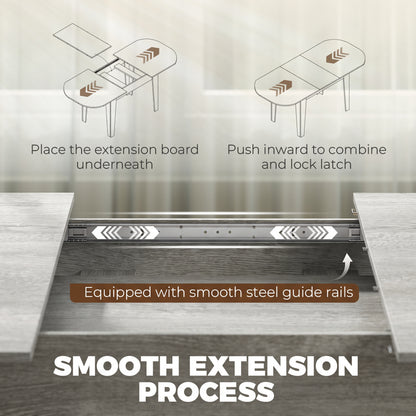 HOMCOM Extendable Oval Dining Table for 4-6 in Grey Wood Effect