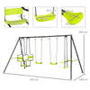Outsunny Metal Garden Swing Set with Double Swings, Glider, Swing Seats - Green