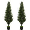 HOMCOM Set of 2 Decorative Artificial Plants Cypress in Weighted Pot, Fake Plant with 1092 Leaves, 120 cm