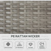 Outsunny 3 Pieces Outdoor PE Rattan Sofa Set, Patio Wicker Conversation Chaise Lounge Furniture w/ Tempered Glass Table-top & Soft Padded Cushion for Garden, Backyard, Lawn, Grey
