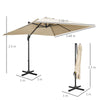 Outsunny 2.7 x 2.7 m Cantilever Parasol, Square Overhanging Umbrella with Cross Base, Crank Handle, Tilt, 360 Rotation and Aluminium Frame, Cream White