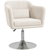 HOMCOM Modern Accent Chair with Swivel Base, Height Adjustable Arm Chair with Pillow for Living Room, Bedroom, Cream White