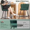 HOMCOM Set of Two Velvet-Feel Lotus Bar Stools - Dark Green