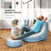 Outsunny Inflatable Tub Chair and Footstool - Blue/White