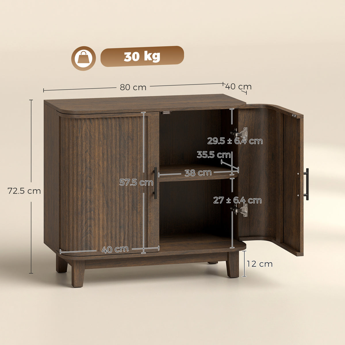 HOMCOM Sideboard Buffet Cabinet in Dark Walnut