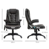 HOMCOM 6-Point Massage Office Chair with Seat Heated for Home Office, PU Leather High Back Executive Desk Chair with Adjustable Height and 360 Swivel for Work Study, Brown