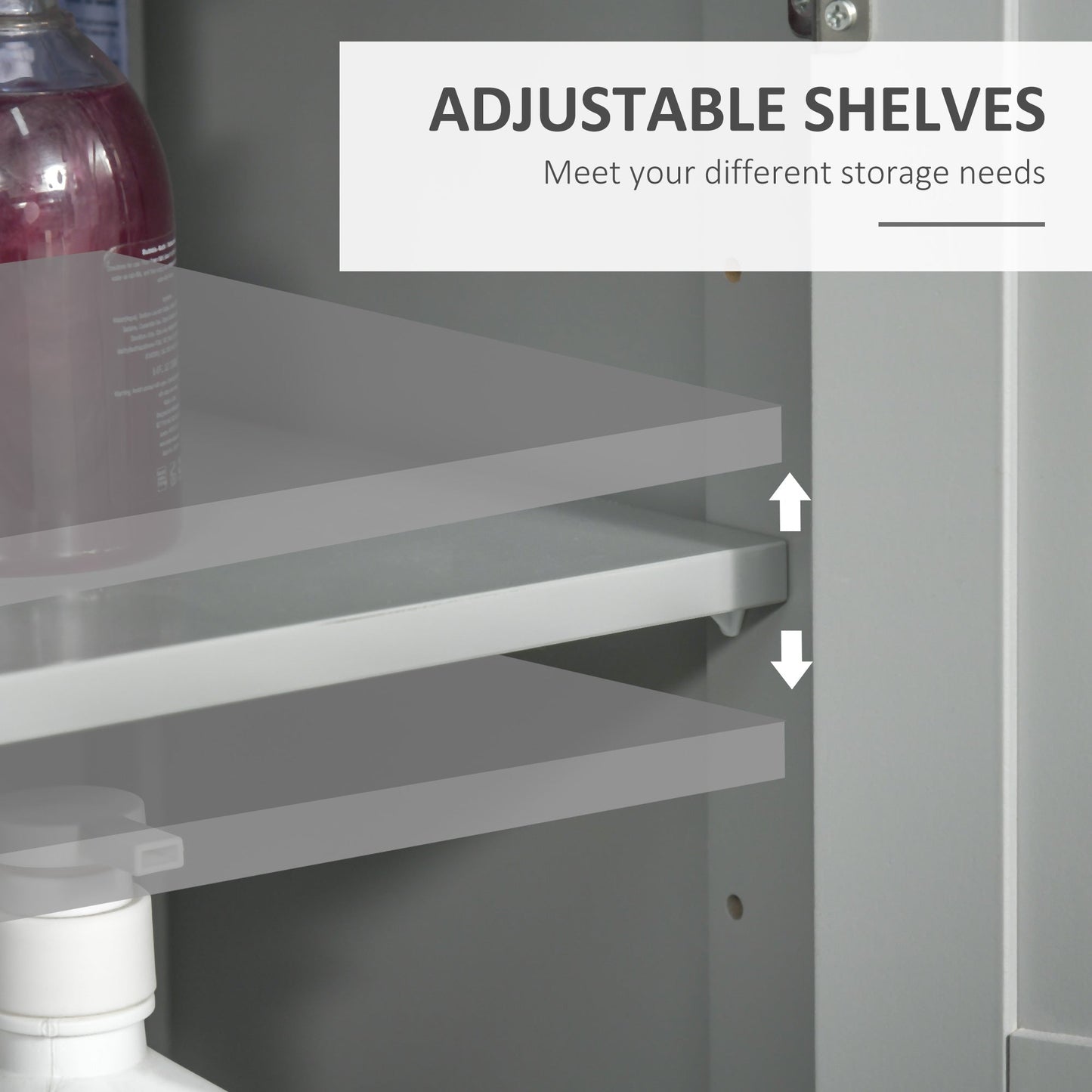 kleankin Modern Bathroom Floor Cabinet - Grey