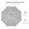 Outsunny 3(m) Garden Parasol, Pulley Operated Patio Umbrella, Wooden Table Market Umbrella with Rope Pulley Mechanism and 8 Ribs, Grey