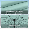 Outsunny 2 m Shanghai Garden Parasol Umbrella with 16 Fibreglass Ribs, Outdoor Parasol Sun Shade with Crank & Tilt, Turquoise
