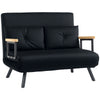 HOMCOM 4-in-1 Velvet-Feel Double Sofa Bed, with Pillows - Black
